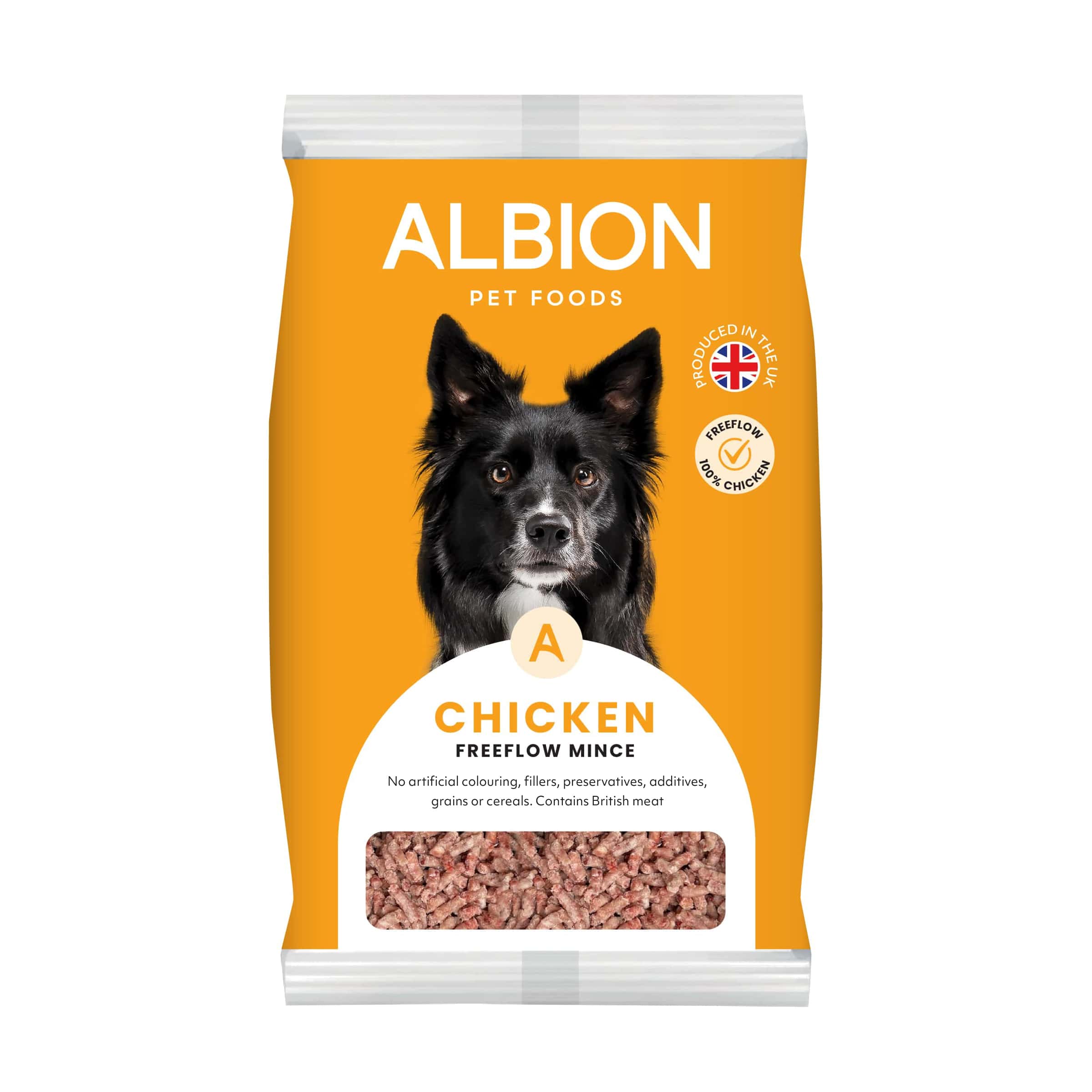 Albion pet foods chicken freeflow range packaging