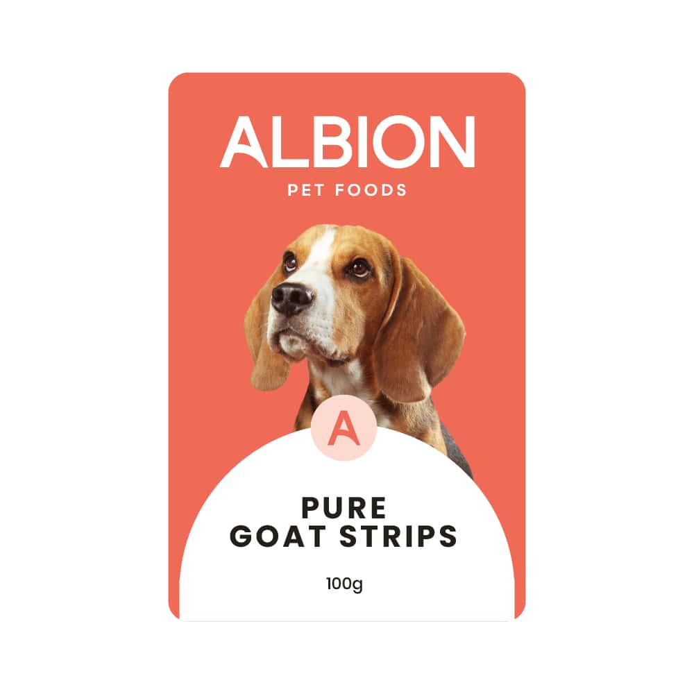 Albion pet foods pure goat strips 100g