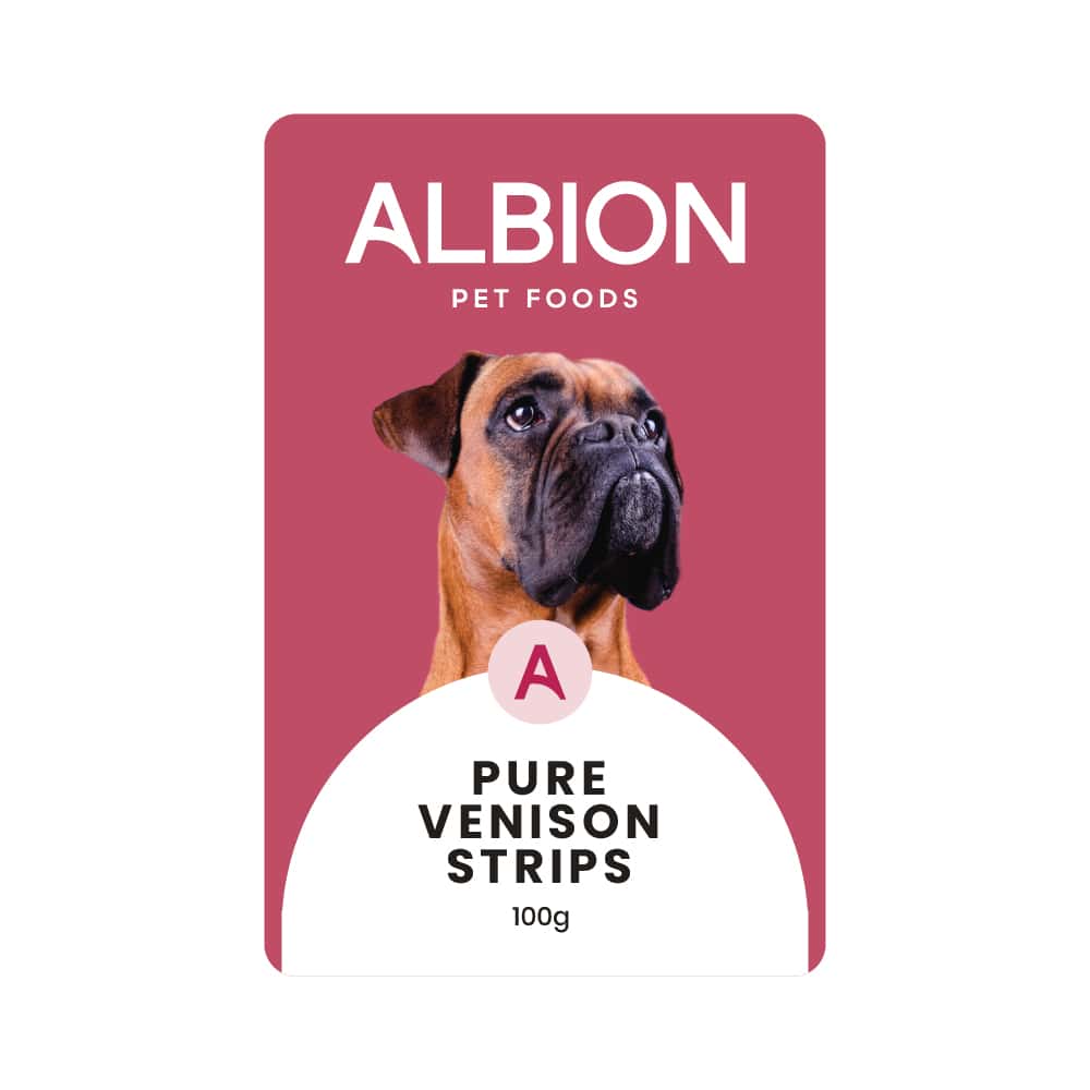 Albion pet foods pure venison strips 100g
