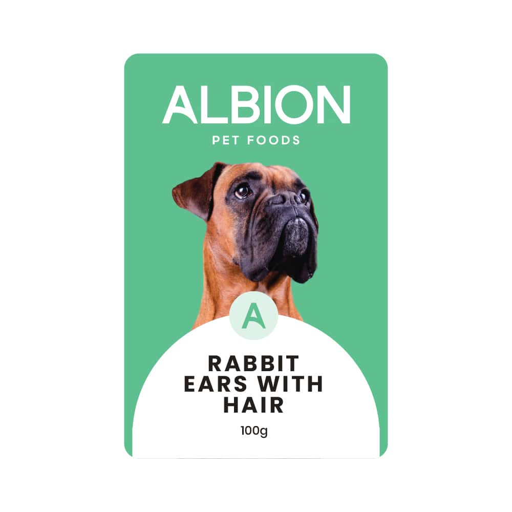 Albion pet foods rabbit ears with hair 100g