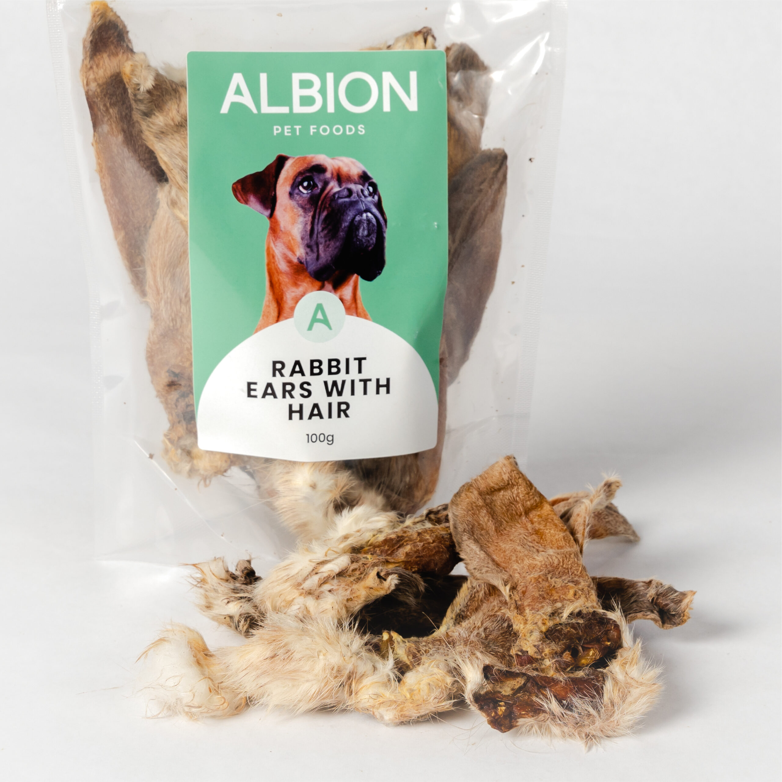Albion Pet Foods Rabbit Ears with hair 100g